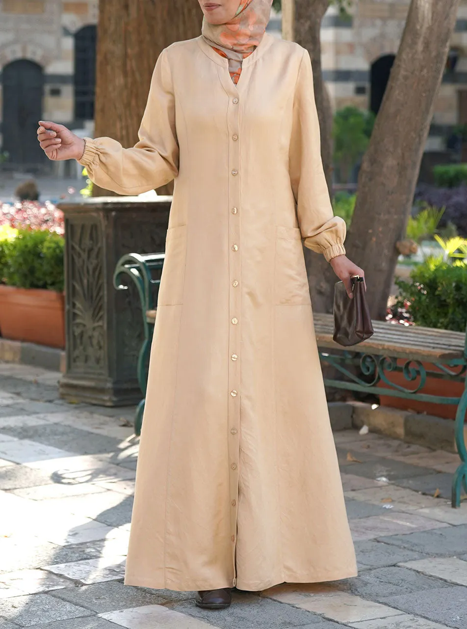 Linen Buttoned Maxi Dress