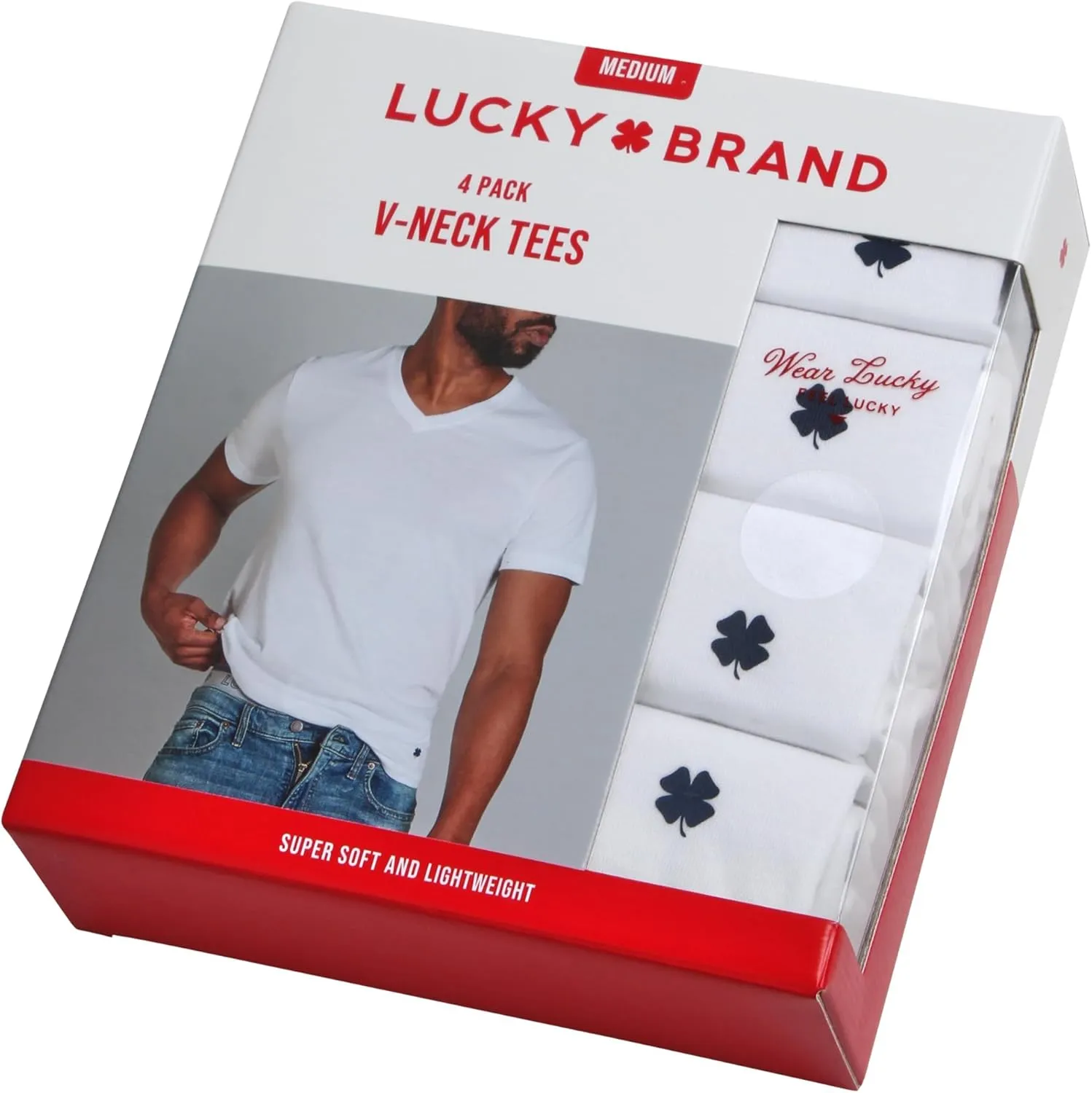 Lucky Brand Men's Undershirt - 4 Pack Basic Short Sleeve Men's T-Shirts - Soft Crewneck and V-Neck Undershirts for Men (S-XL)