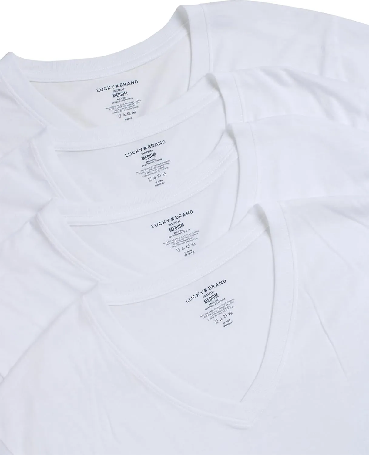 Lucky Brand Men's Undershirt - 4 Pack Basic Short Sleeve Men's T-Shirts - Soft Crewneck and V-Neck Undershirts for Men (S-XL)