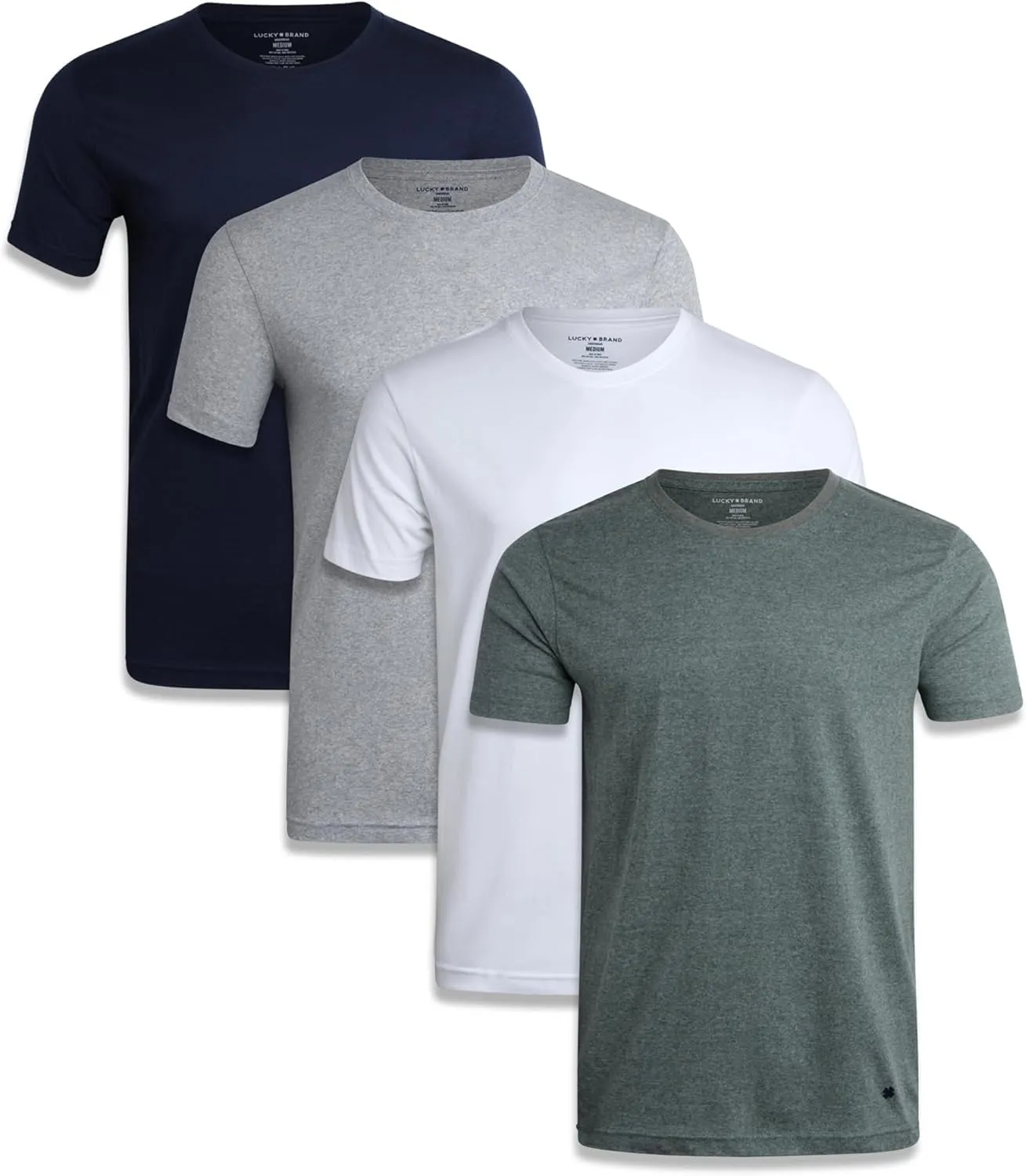 Lucky Brand Men's Undershirt - 4 Pack Basic Short Sleeve Men's T-Shirts - Soft Crewneck and V-Neck Undershirts for Men (S-XL)