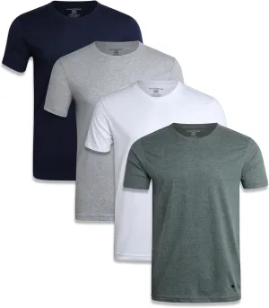 Lucky Brand Men's Undershirt - 4 Pack Basic Short Sleeve Men's T-Shirts - Soft Crewneck and V-Neck Undershirts for Men (S-XL)