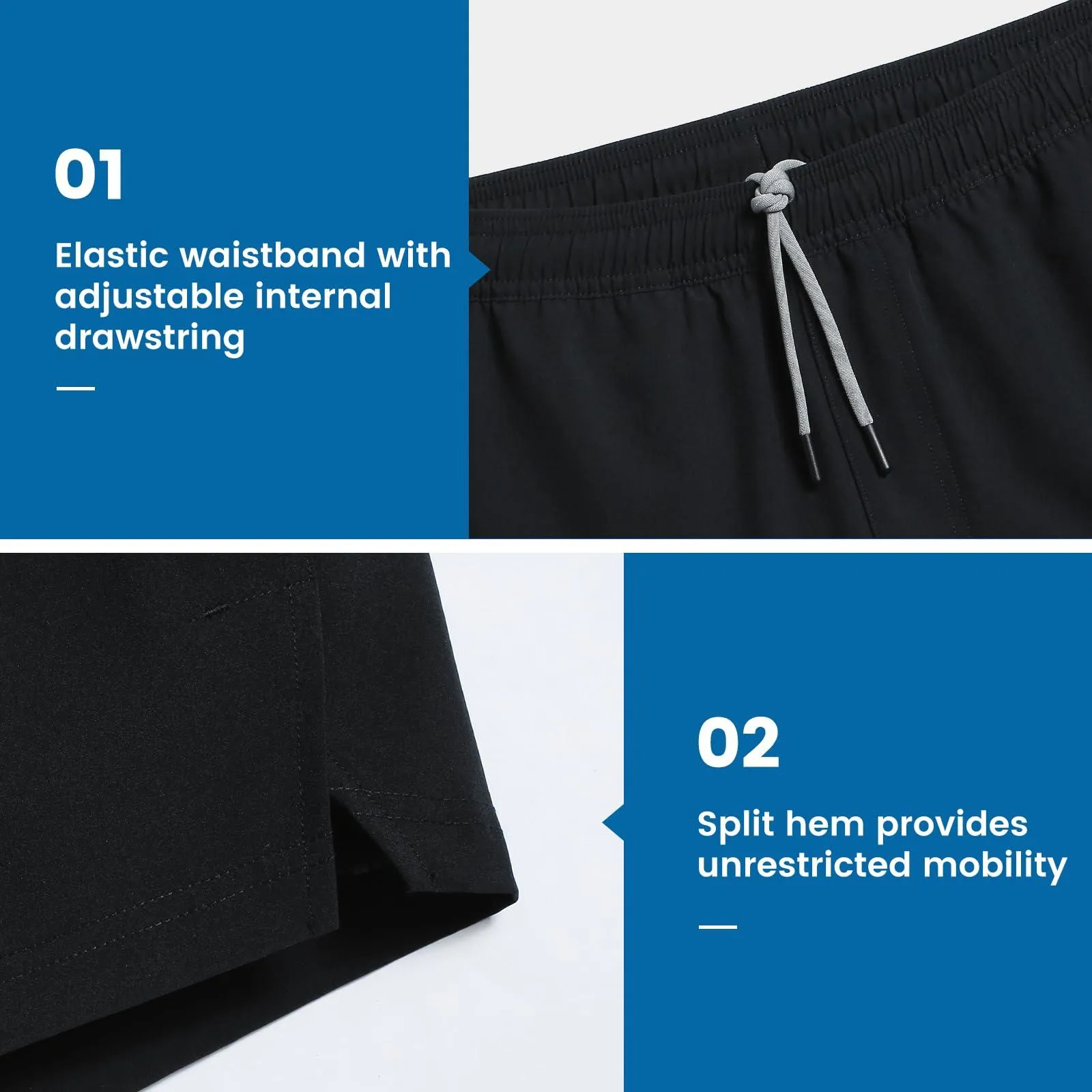 maamgic Gym Shorts for Men 7 inch Inseam with Liner Stretch 2 in 1 Workout Shorts Men Quick Dry Athletic Running Shorts Black-Black