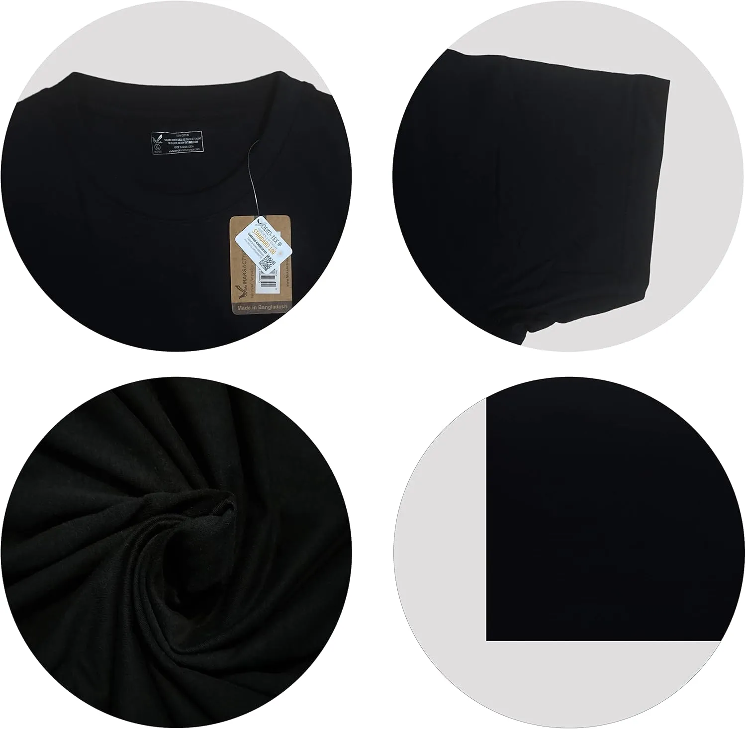 Maks Men's 100% Cotton 3 Pack Pre-Washed Ultra Soft Multipack Crew Neck Premium T-Shirts Undershirts