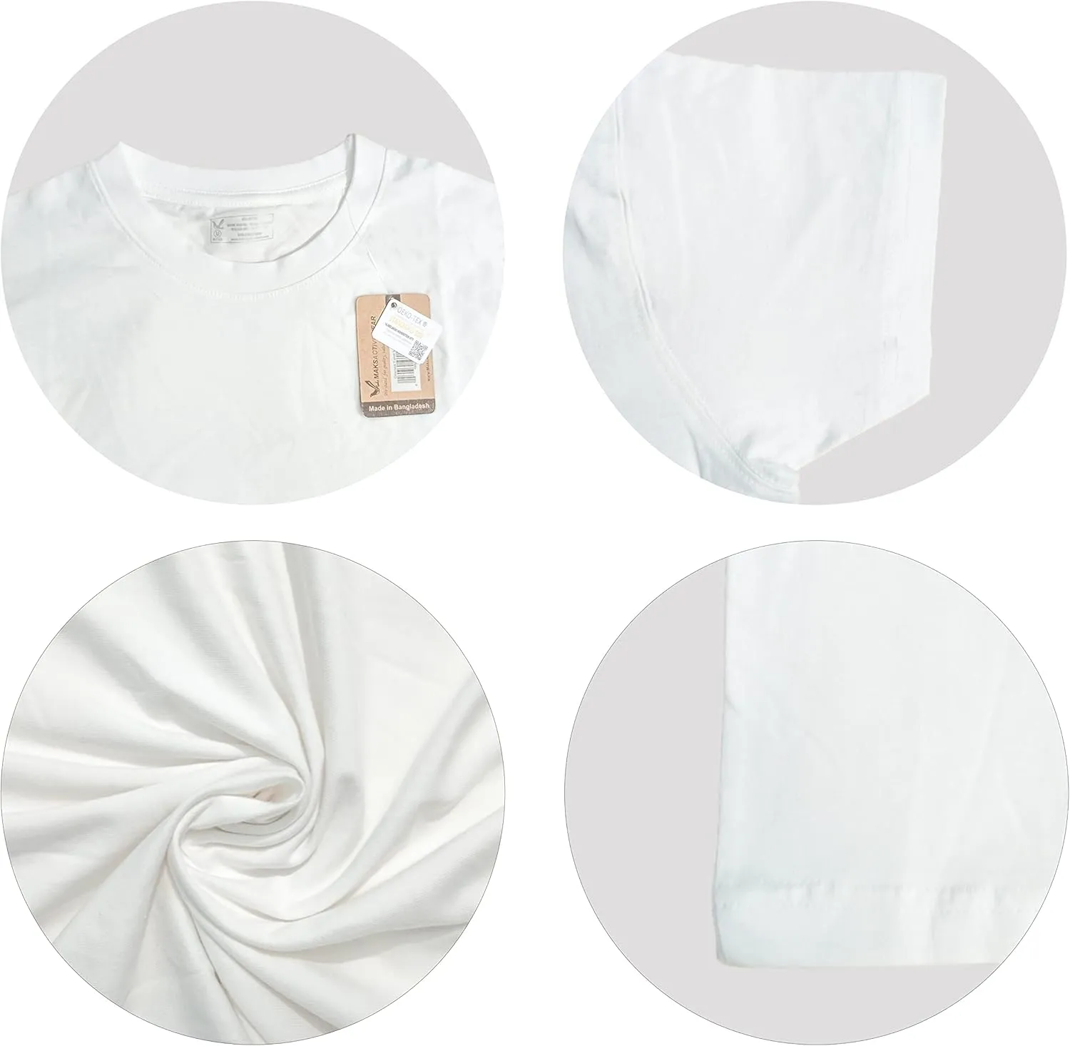 Maks Men's 100% Cotton 3 Pack Pre-Washed Ultra Soft Multipack Crew Neck Premium T-Shirts Undershirts