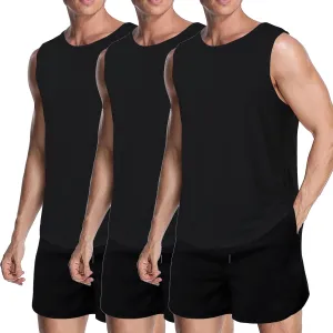 meioro Men's Workout Tank Top 3 Pack Gym Bodybuilding T Shirt Fitness Sleeveless Muscle Tee Shirts Mesh Dry Fit