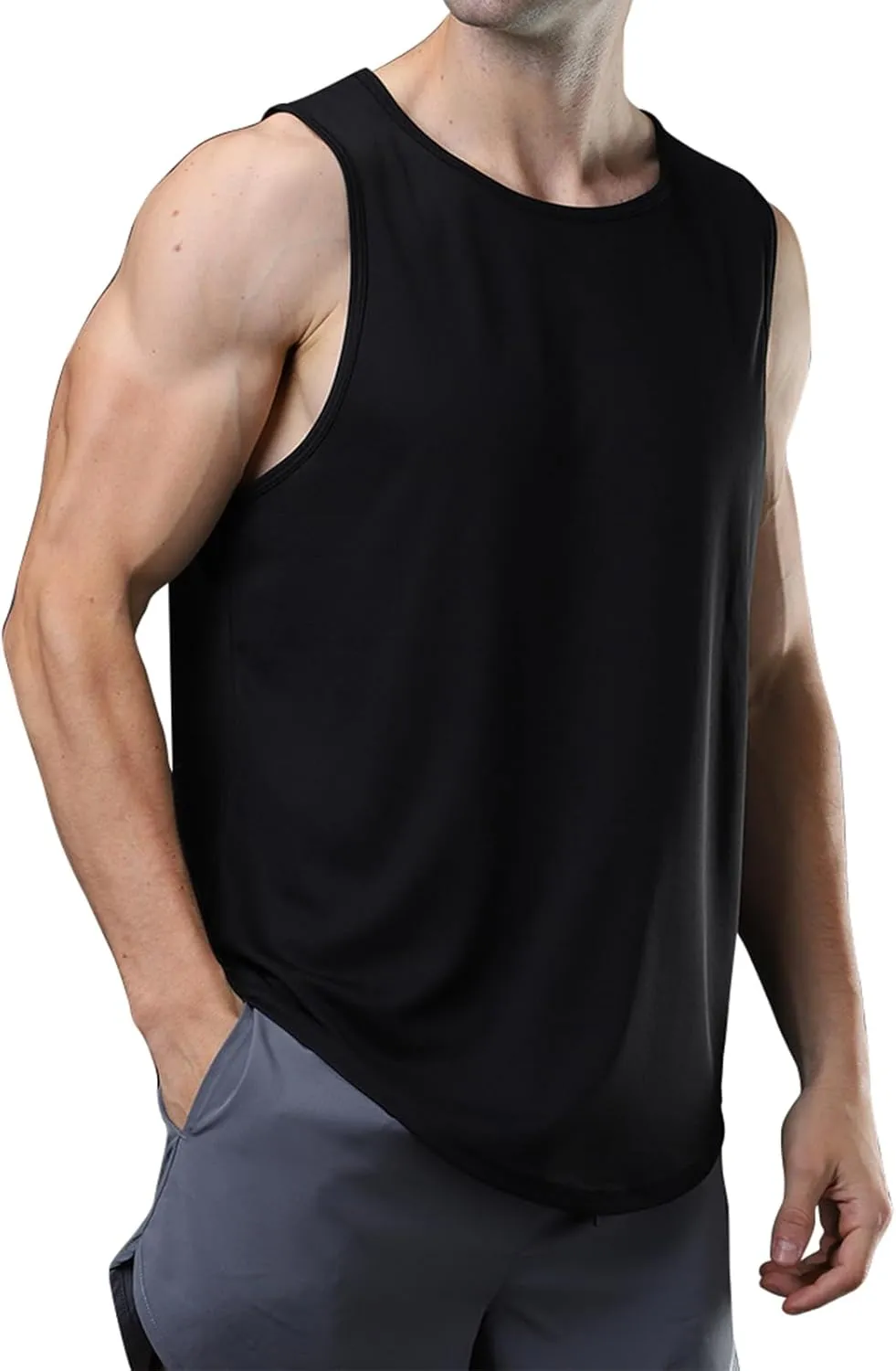 meioro Men's Workout Tank Top 3 Pack Gym Bodybuilding T Shirt Fitness Sleeveless Muscle Tee Shirts Mesh Dry Fit