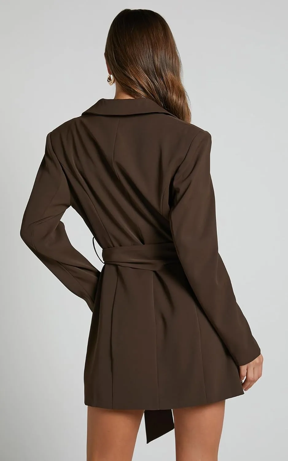 Melliflo Women Belted Blazer Set Formal Work Office Blazers Trench Coat Long Sleeve Double Breasted Blazer Dress with Belt