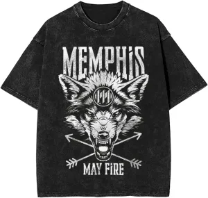 Memphis Music May Band Fire Vintage Oversized T Shirt Summer O-Neck Short Sleeves Shirts for Mens Womens