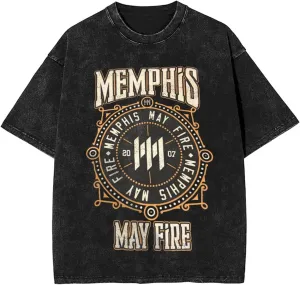 Memphis Music May Band Fire Vintage Oversized T Shirt Summer O-Neck Short Sleeves Shirts for Mens Womens