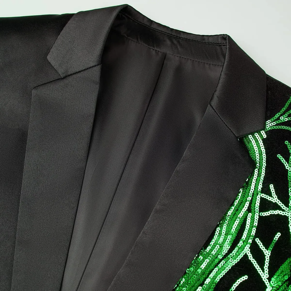 Men Black Sequin Shiny Prom Suit Jacket One Button Slim Fit Sport Coats and Blazers Tuxedo for Wedding Banquet