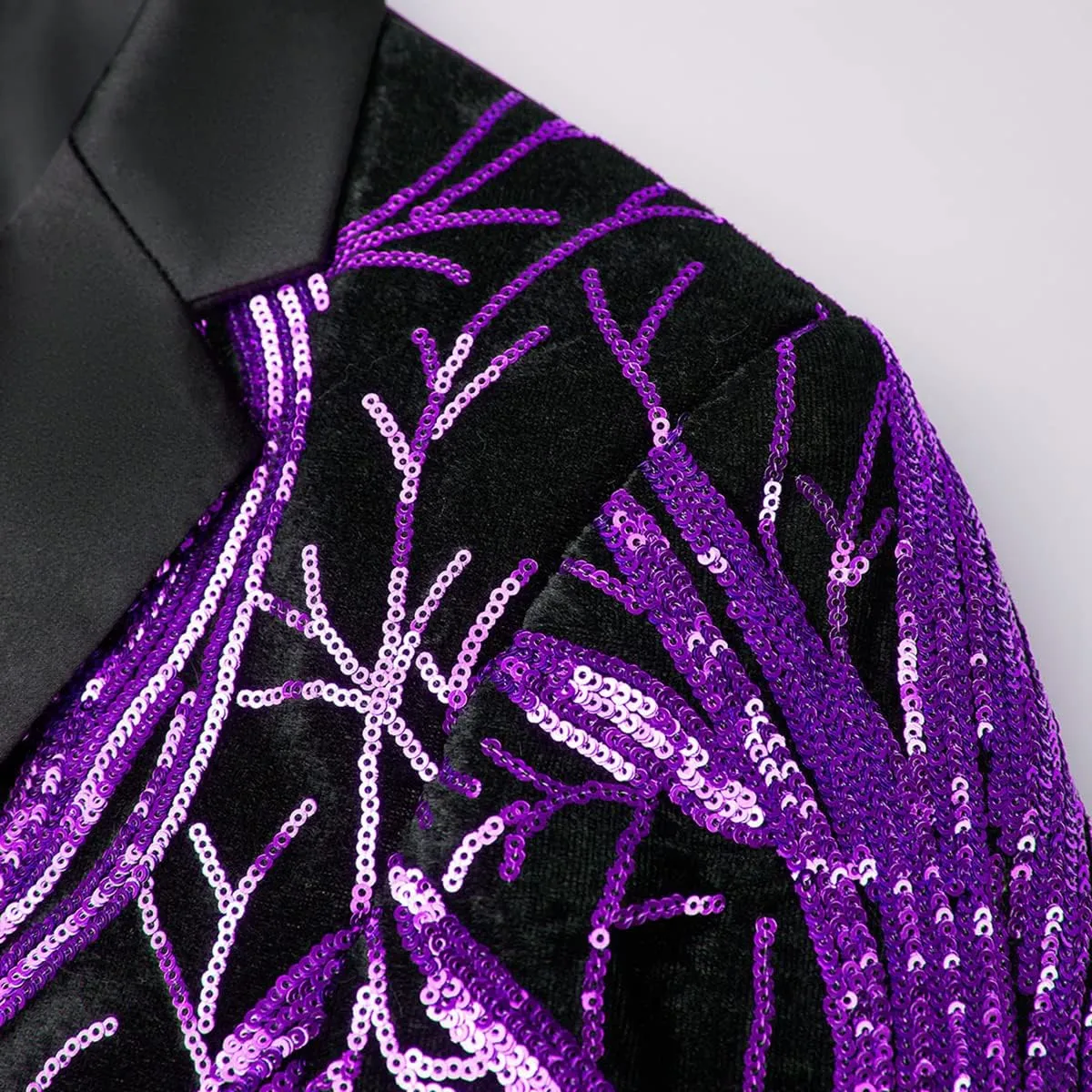 Men Black Sequin Shiny Prom Suit Jacket One Button Slim Fit Sport Coats and Blazers Tuxedo for Wedding Banquet