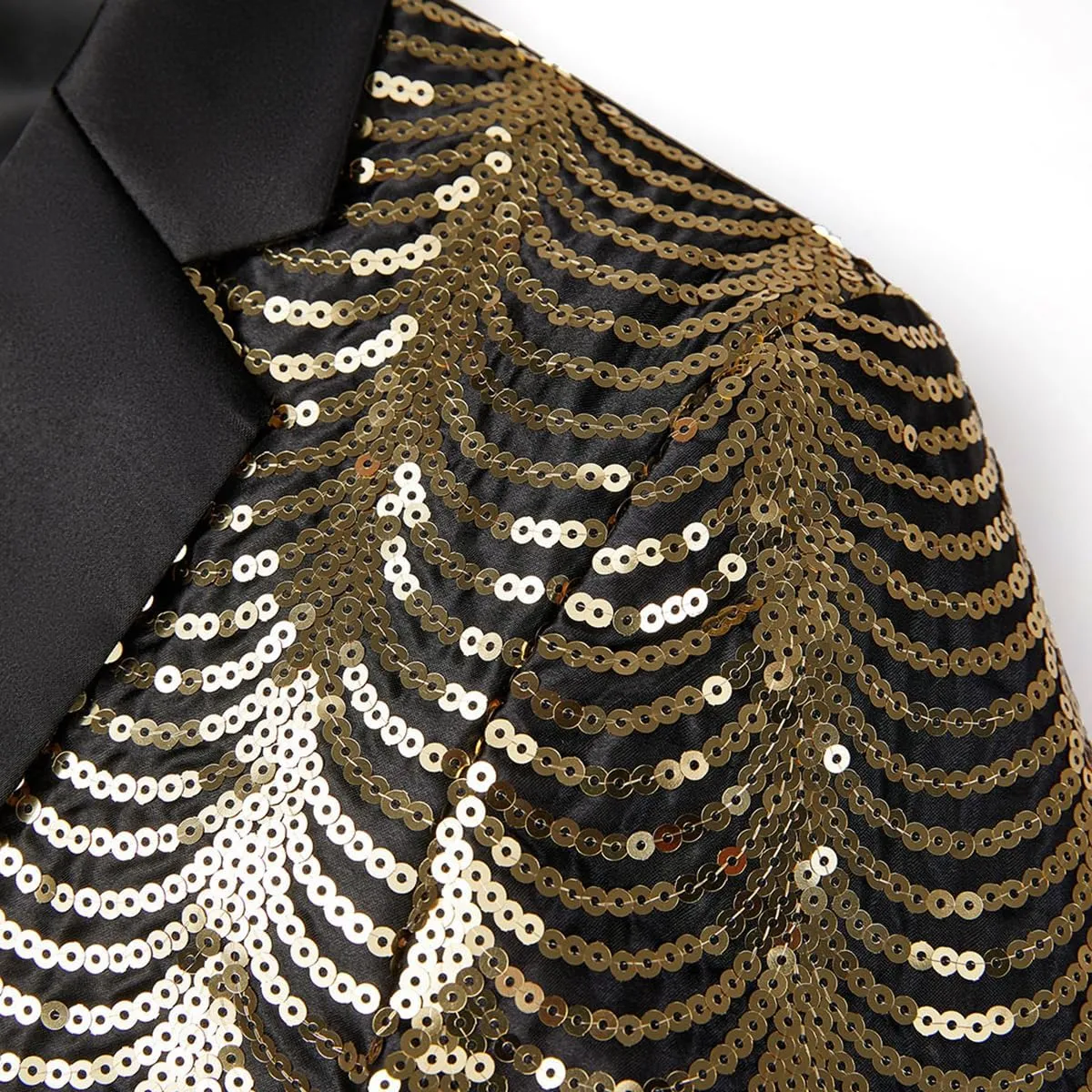 Men Black Sequin Shiny Prom Suit Jacket One Button Slim Fit Sport Coats and Blazers Tuxedo for Wedding Banquet