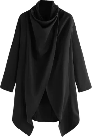 Men Lightweight Casual Cape Cloak Long Length Irregular Hem Pullover Overcoat Hip Hop Slim Poncho Sweatshirt Coat