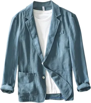 Men's Blazer Casual Sport Coats Linen Suit Jackets Business Lightweight Daily Suits