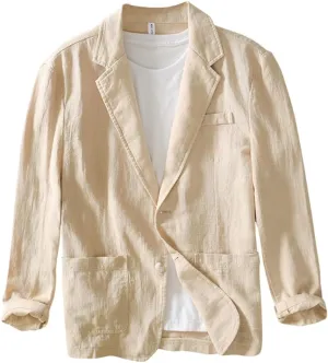 Men's Blazer Casual Sport Coats Linen Suit Jackets Business Lightweight Daily Suits