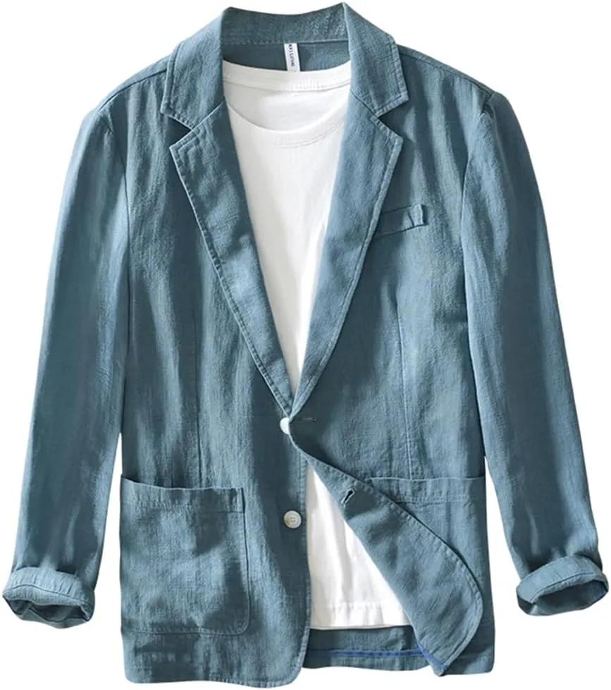 Men's Blazer Casual Sport Coats Linen Suit Jackets Business Lightweight Daily Suits