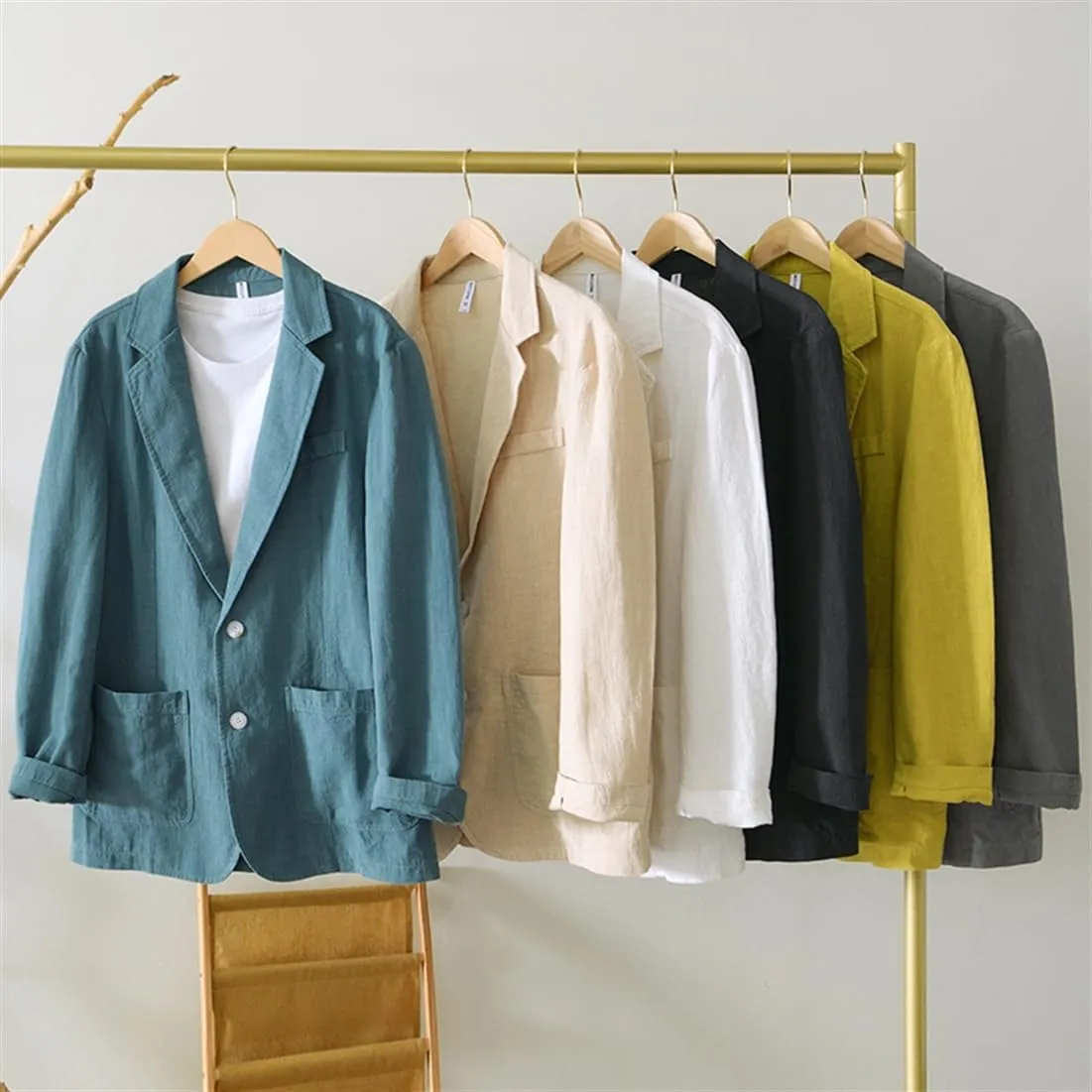 Men's Blazer Casual Sport Coats Linen Suit Jackets Business Lightweight Daily Suits