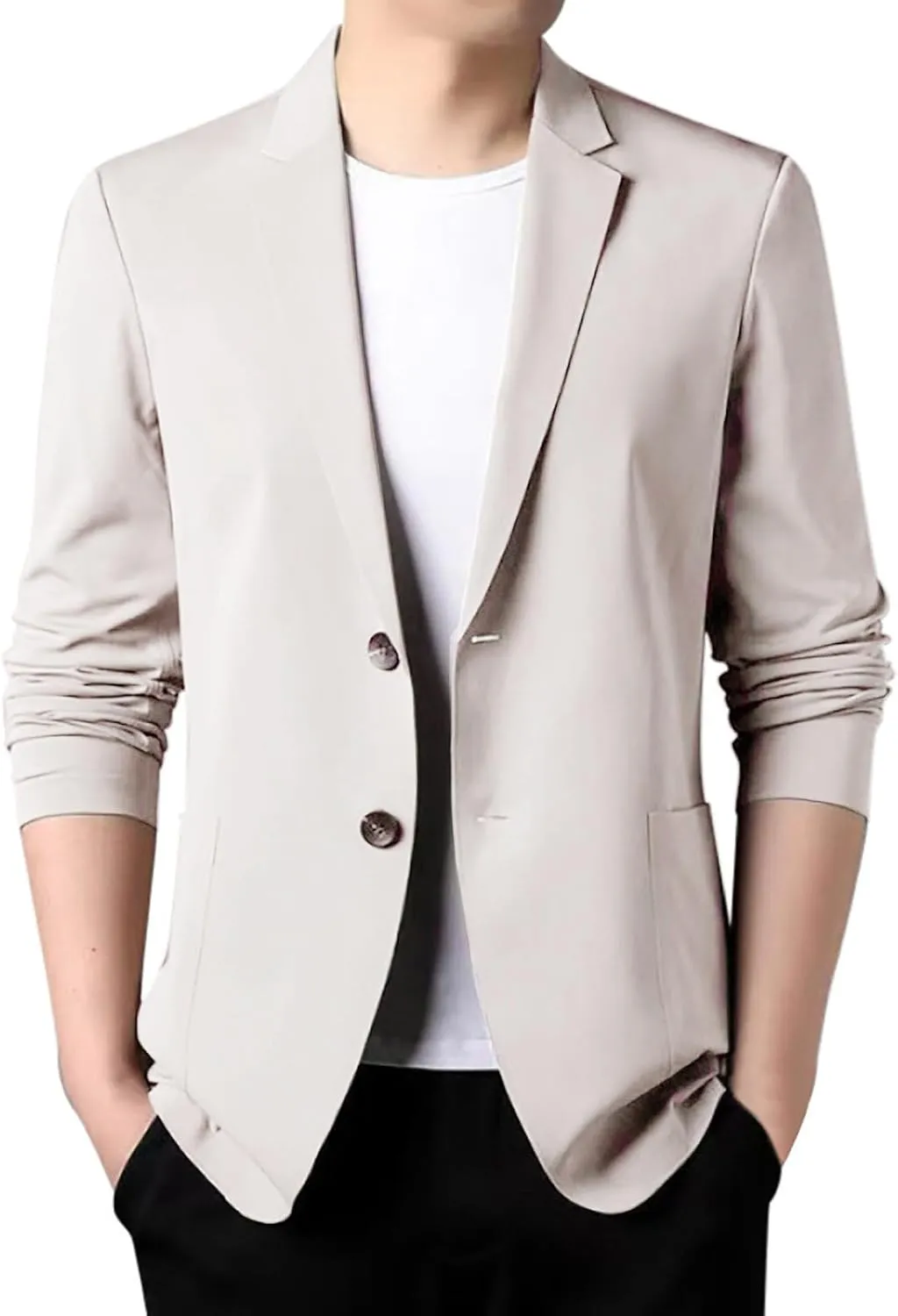 Men's Blazer One Button Casual Solid Color Blazers Slim Fit Lightweight Dress Business Sport Coats Suit Jacket