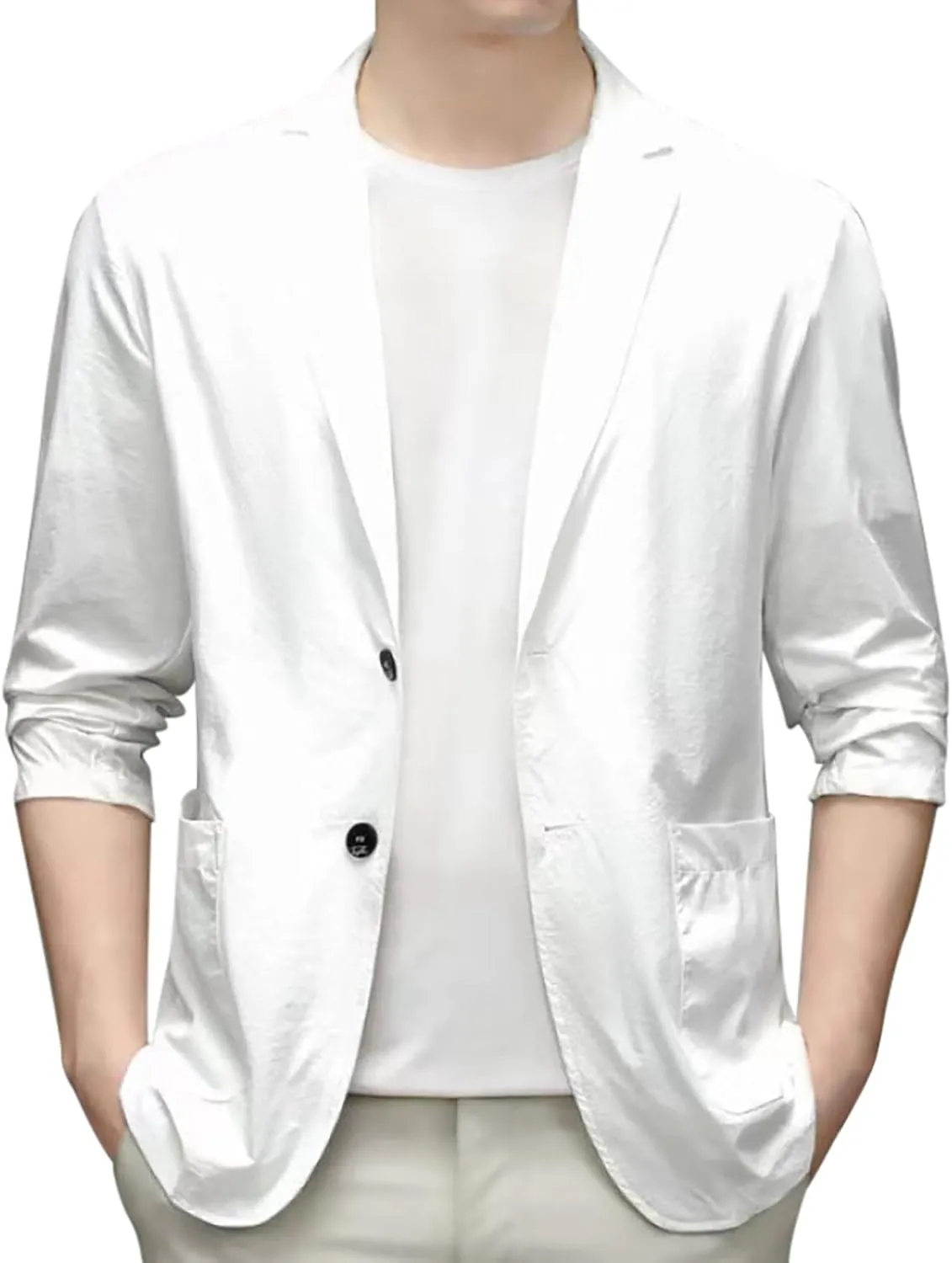 Men's Casual Blazer One Button Sport Coat Slim Fit Lightweight Suit Blazer Jacket