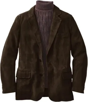 Men's Casual Two-Button Suede Jacket V-Neck Casual Sports Coats & Blazers