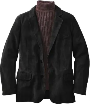 Men's Casual Two-Button Suede Jacket V-Neck Casual Sports Coats & Blazers