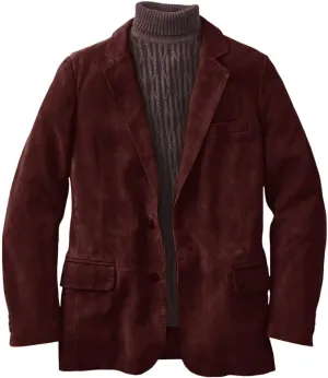 Men's Casual Two-Button Suede Jacket V-Neck Casual Sports Coats & Blazers