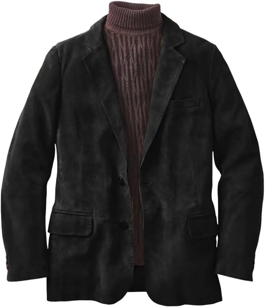 Men's Casual Two-Button Suede Jacket V-Neck Casual Sports Coats & Blazers