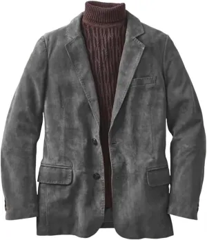 Men's Casual Two-Button Suede Jacket V-Neck Casual Sports Coats & Blazers