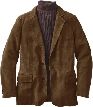Men's Casual Two-Button Suede Jacket V-Neck Casual Sports Coats & Blazers