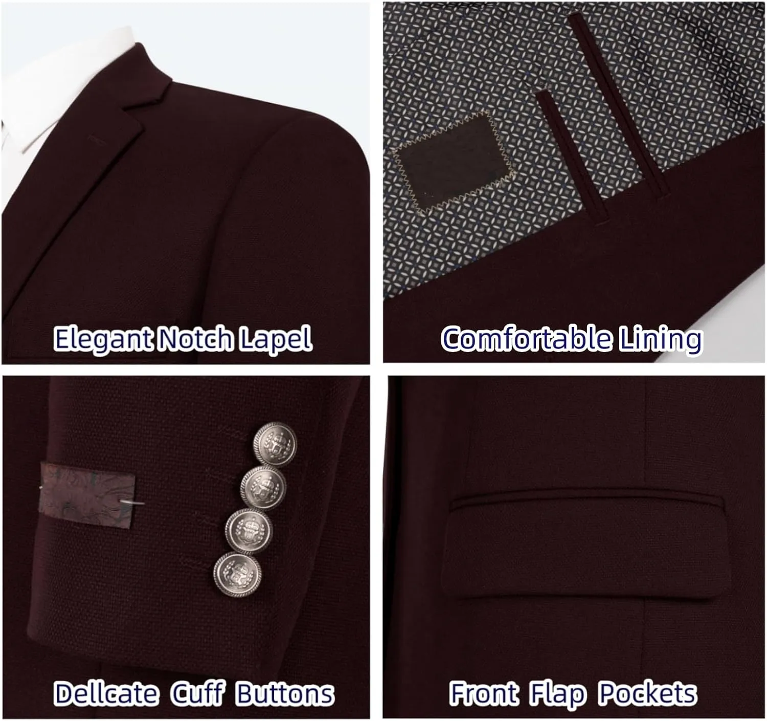 Men's Elegant Classic Fit Blazer Stretch Sport Coat Two Button Suit Jacket Regular & Big and Tall Sizes