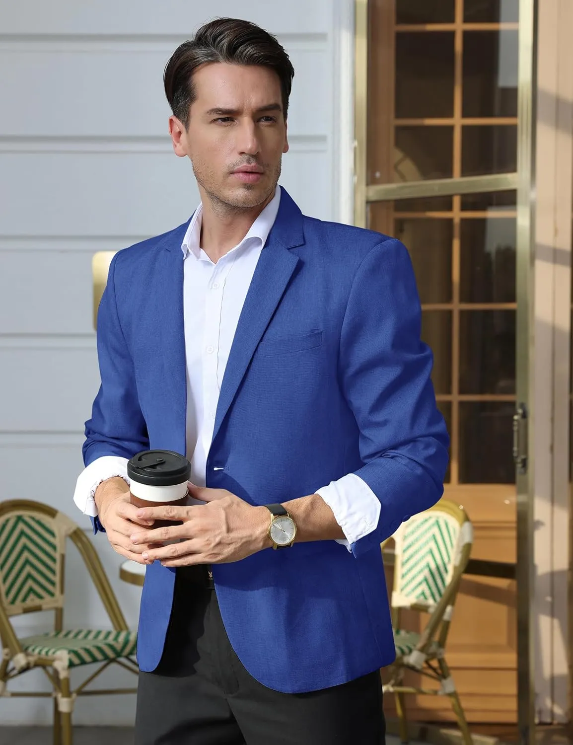 Men's Lightweight Casual Blazers Sport Coats Regular Fit Suit Blazer Jackets Two Button