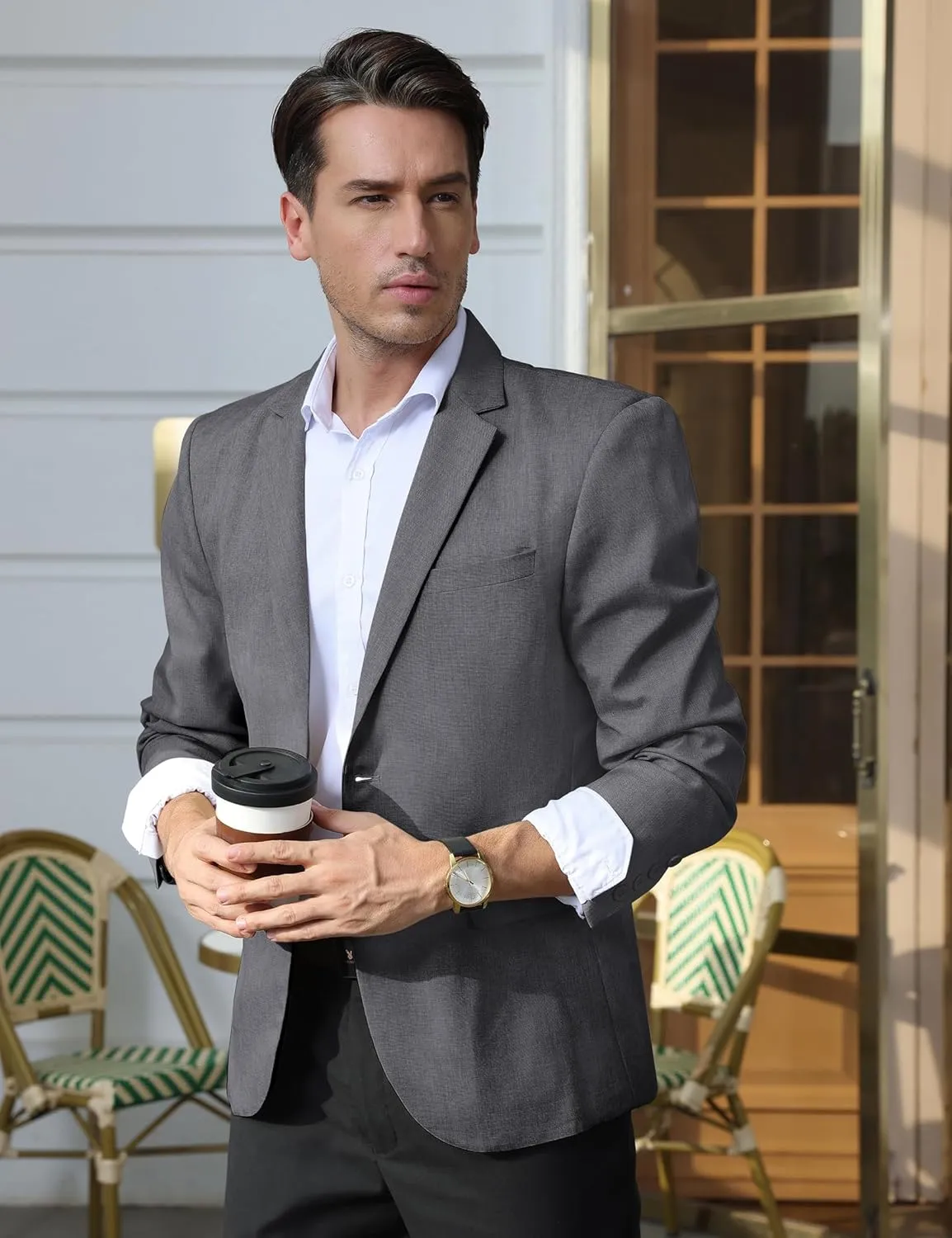 Men's Lightweight Casual Blazers Sport Coats Regular Fit Suit Blazer Jackets Two Button