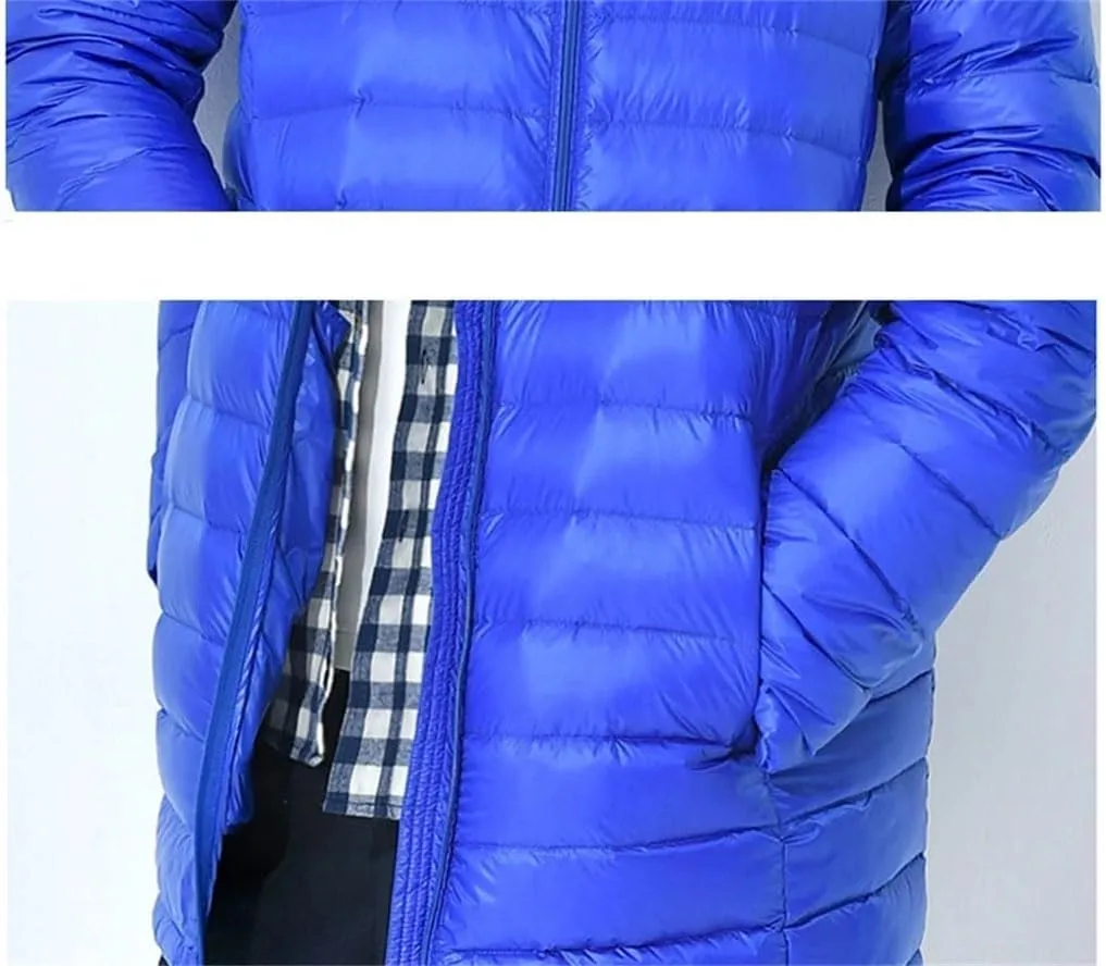 Men's Long Lightweight Packable Hooded Down Jackets Down Puffer Coats Casual Coats Plus Size