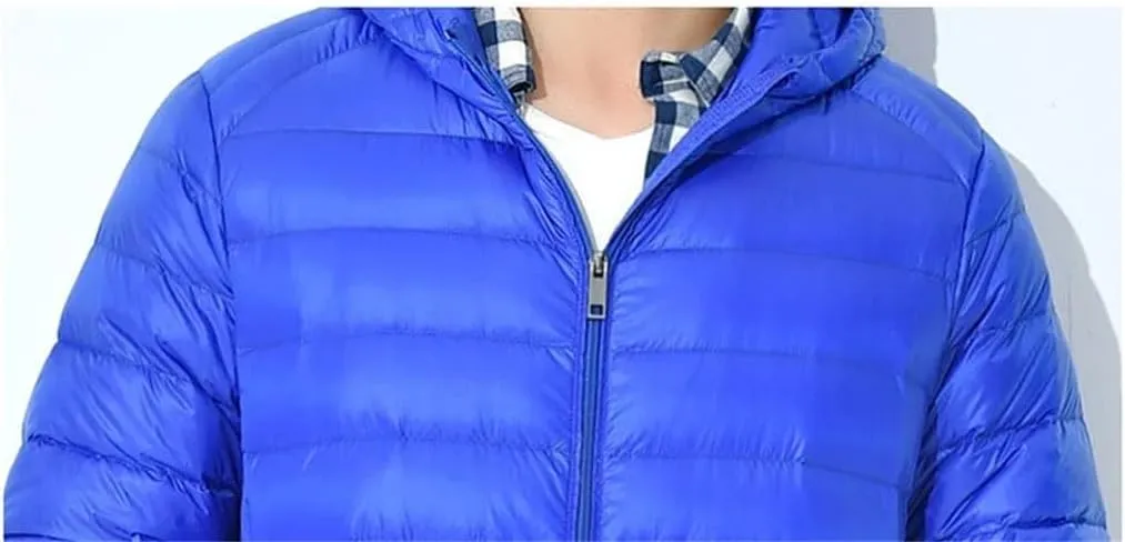 Men's Long Lightweight Packable Hooded Down Jackets Down Puffer Coats Casual Coats Plus Size