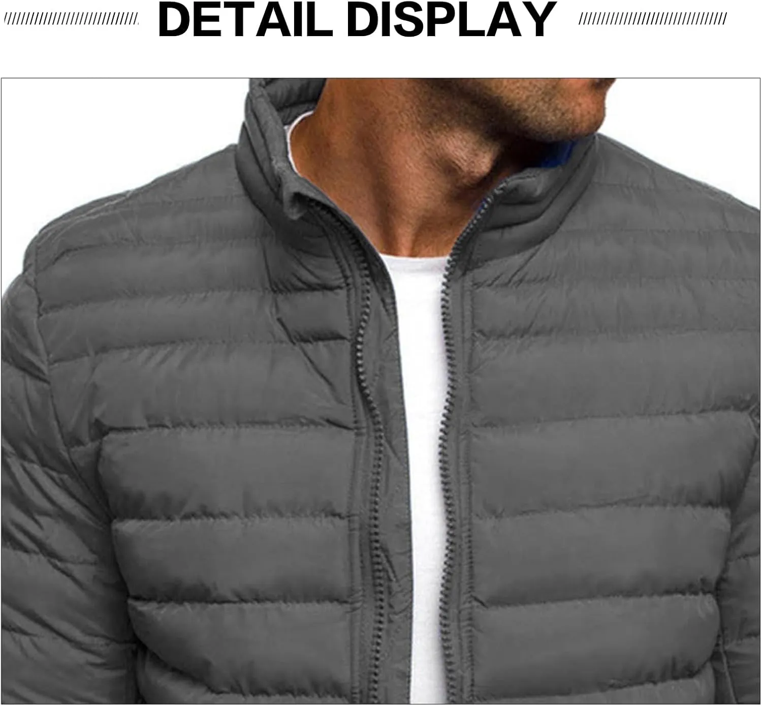 Men's Packable Down Jacket Lightweight Full-Zip Down Puffer Coat Warm Winter Coats for Men