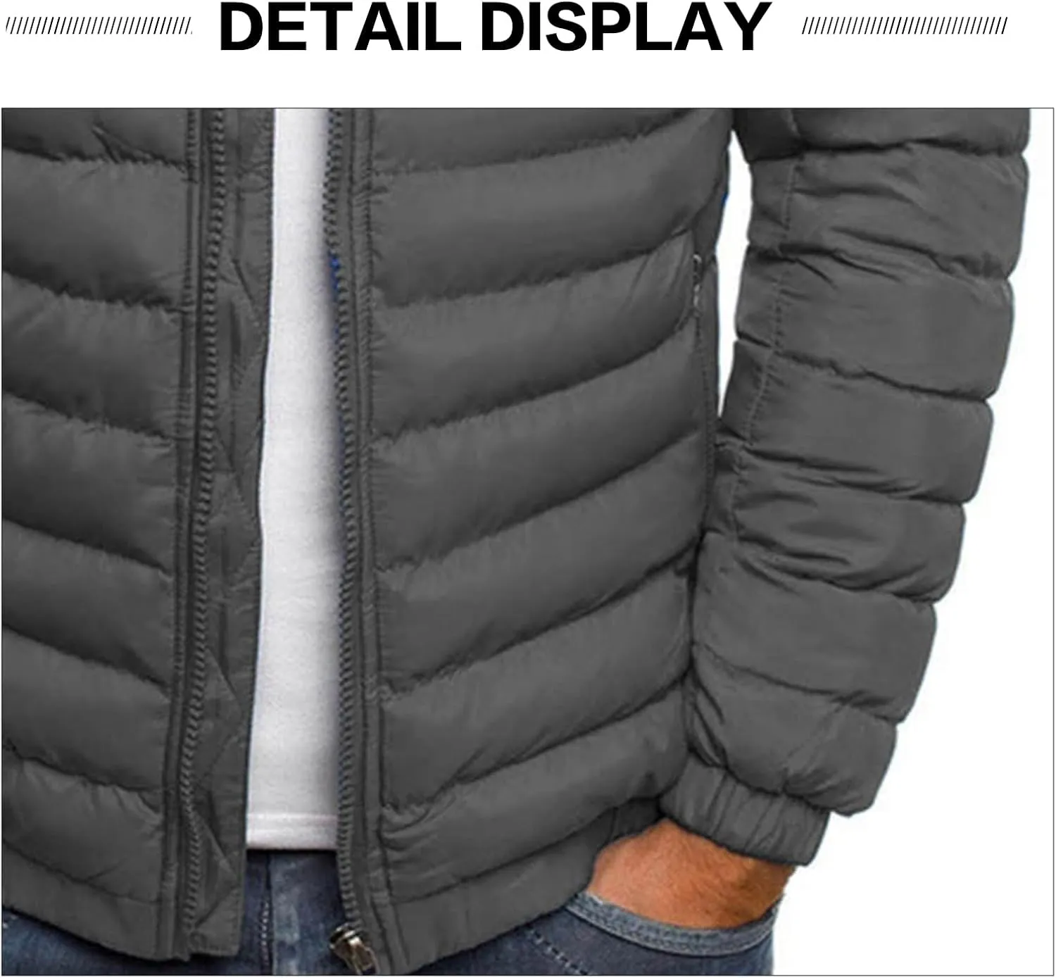 Men's Packable Down Jacket Lightweight Full-Zip Down Puffer Coat Warm Winter Coats for Men
