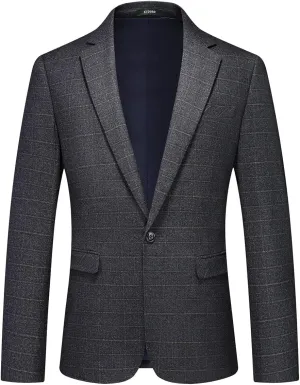 Mens Plaid Blazer Sports Coat Casual Slim Fit Checkered Blazer for Men Wedding