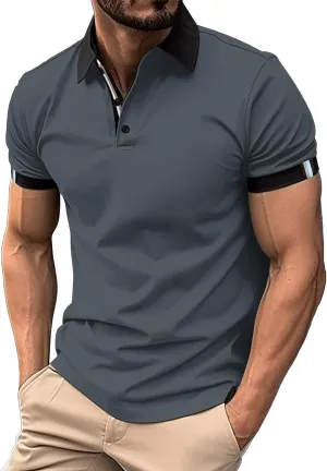 Men's Polo Shirt Slim Fit Moisture Wicking Quick Dry Summer Short Sleeve Golf Polo T Shirts Fashion 1/4 Zipper Collared Top
