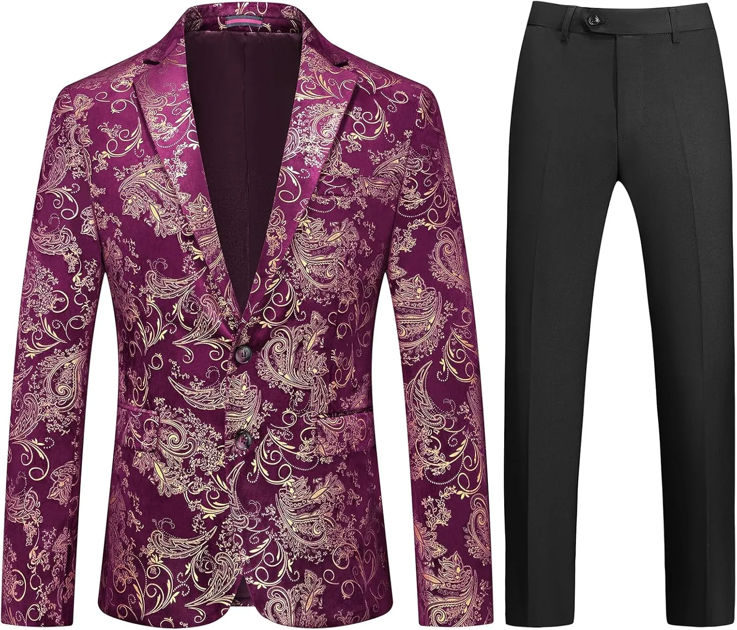 Mens Slim Fit Suits 2 Piece Tuxedo Suit for Men Shiny Prom Dinner Party Blazers Jacket and Pants