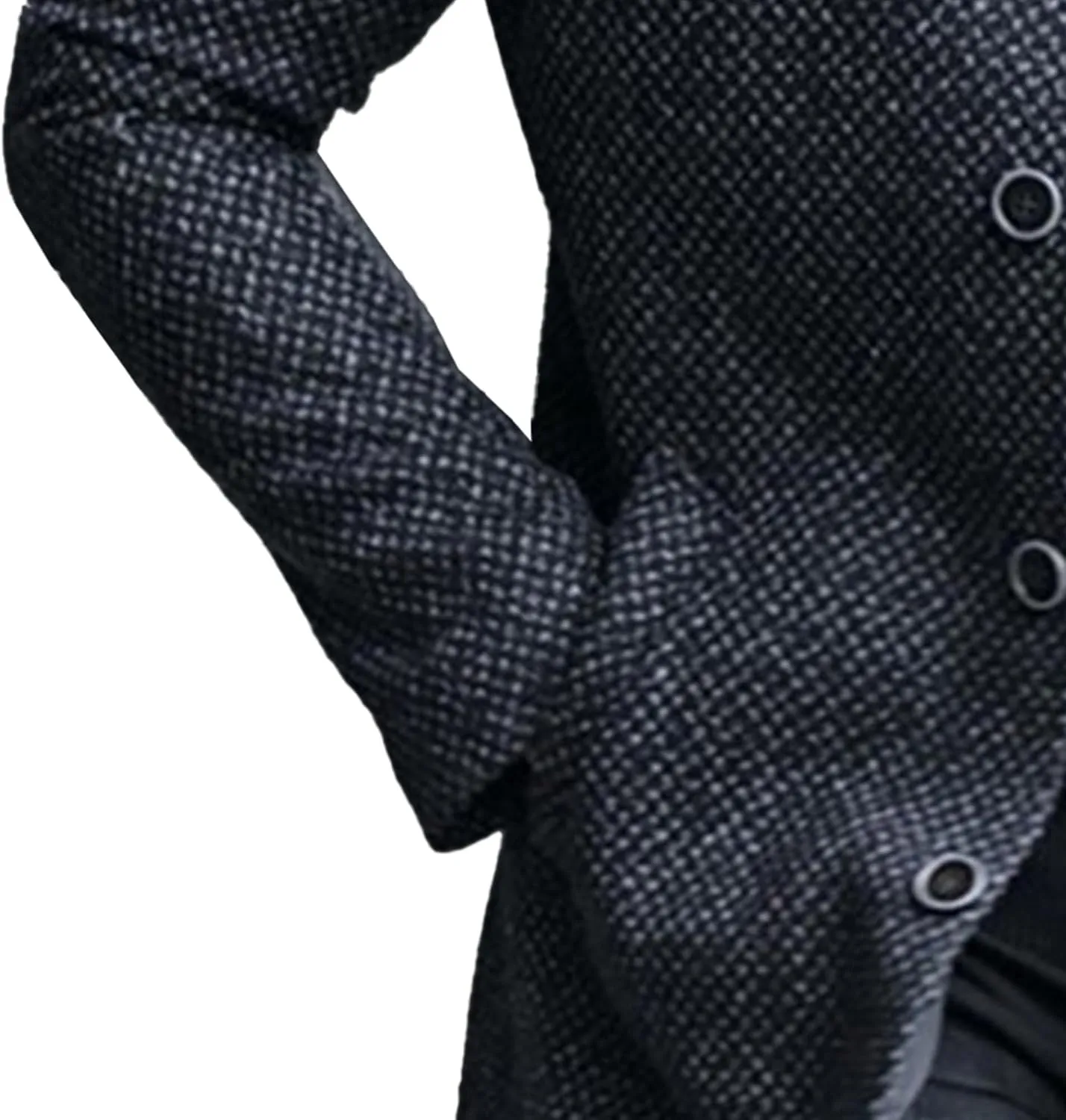 Mens Stand Collar Plaid Suit Coats Button Casual Business Sport Coats Lightweight Winter Slim Fit Suit Jacket
