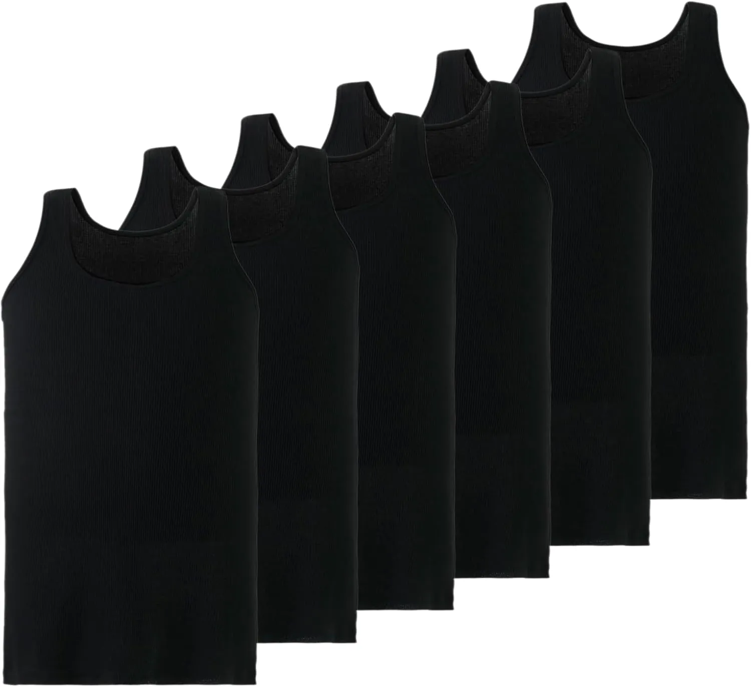 Mody Men's Undershirt Ribbed Tank Top, Crew Neck Cotton Mens Tank Tops, White Cotton Undershirt, Tagless Muscle Shirt 6 Pack