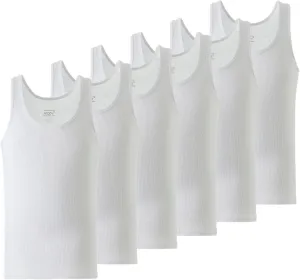 Mody Men's Undershirt Ribbed Tank Top, Crew Neck Cotton Mens Tank Tops, White Cotton Undershirt, Tagless Muscle Shirt 6 Pack