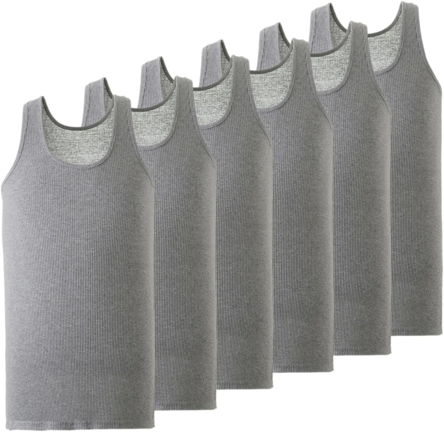 Mody Men's Undershirt Ribbed Tank Top, Crew Neck Cotton Mens Tank Tops, White Cotton Undershirt, Tagless Muscle Shirt 6 Pack