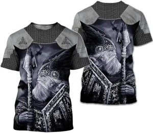 Norse Mythology Odin God Sleeveless Tees Shorts Set, Viking 3D Print Vintage Tank Tops Athletic T-Shirt, Gym Muscle Quick Dry Vest Workout Shirt Lightweight Short Sleeve Tops,Top2,S