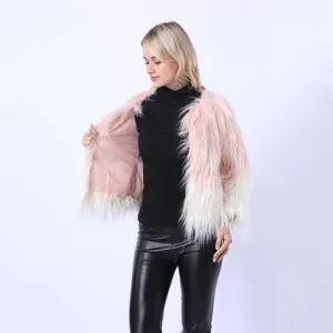 Ombre Party Fashion Winter Regular Faux Round Neck Fur Coats