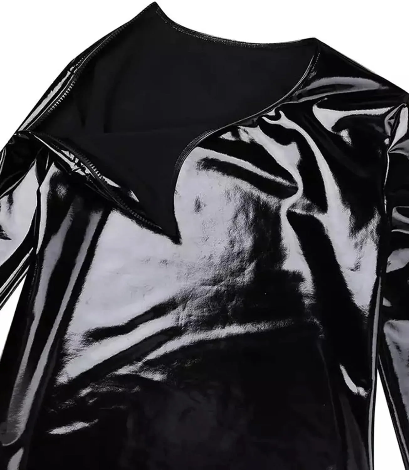 Panegy Men's Liquid Shiny Leather Shirt Jacket Slim Fit Wetlook Party Nightout Club 70s/80s Disco Blouse Tshirt