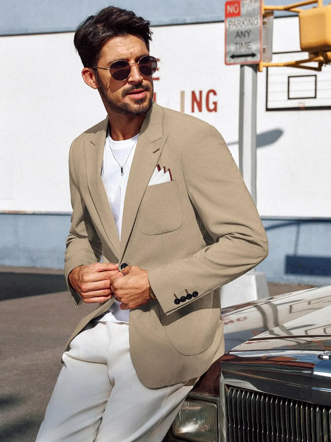 PJ PAUL JONES Mens Blazer Casual Sport Coats Regular Fit Two Button Suit Jacket Lightweight Sports Jacket