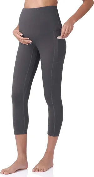 POSHDIVAH Women's Maternity Capri Leggings Over The Belly Pregnancy Workout Active Stretchy Pants with Pockets