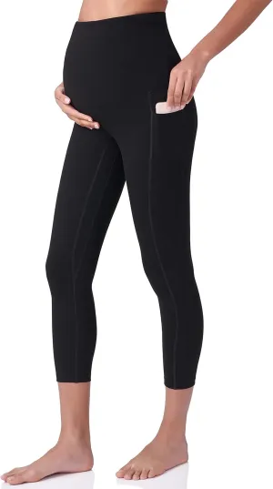 POSHDIVAH Women's Maternity Capri Leggings Over The Belly Pregnancy Workout Active Stretchy Pants with Pockets