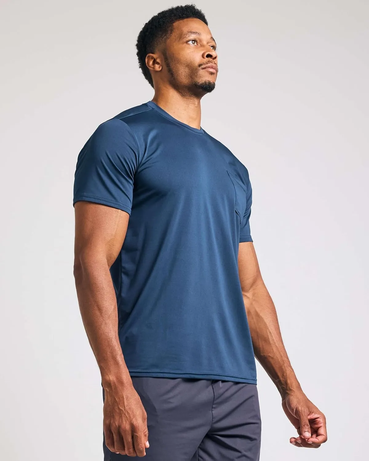 Real Essentials 4 Pack: Men's Dry-Fit Short Sleeve Pocket Crew Performance Athletic T-Shirt (Available in Big & Tall)